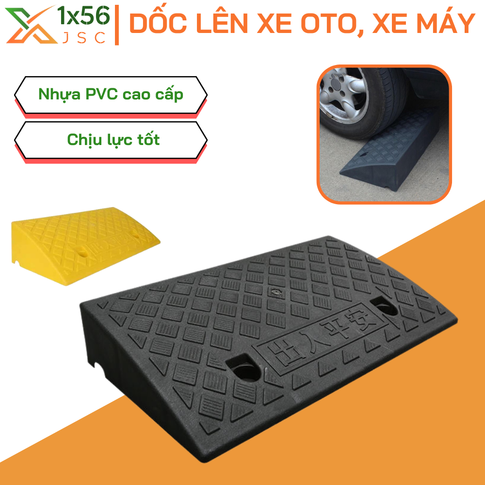 Dốc lên xe máy, ô tô chịu lực cao cho xe lên xuống, Dốc bục bậc lên xuống bằng nhựa đệm cao su tam giác
