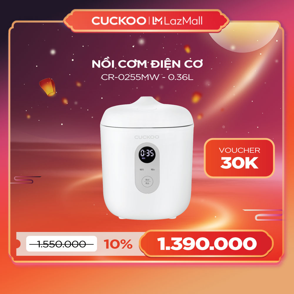 Nồi cơm điện mini cuckoo 0.36l cr-0255mw - lòng nồi chống dính- hàng chính hãng