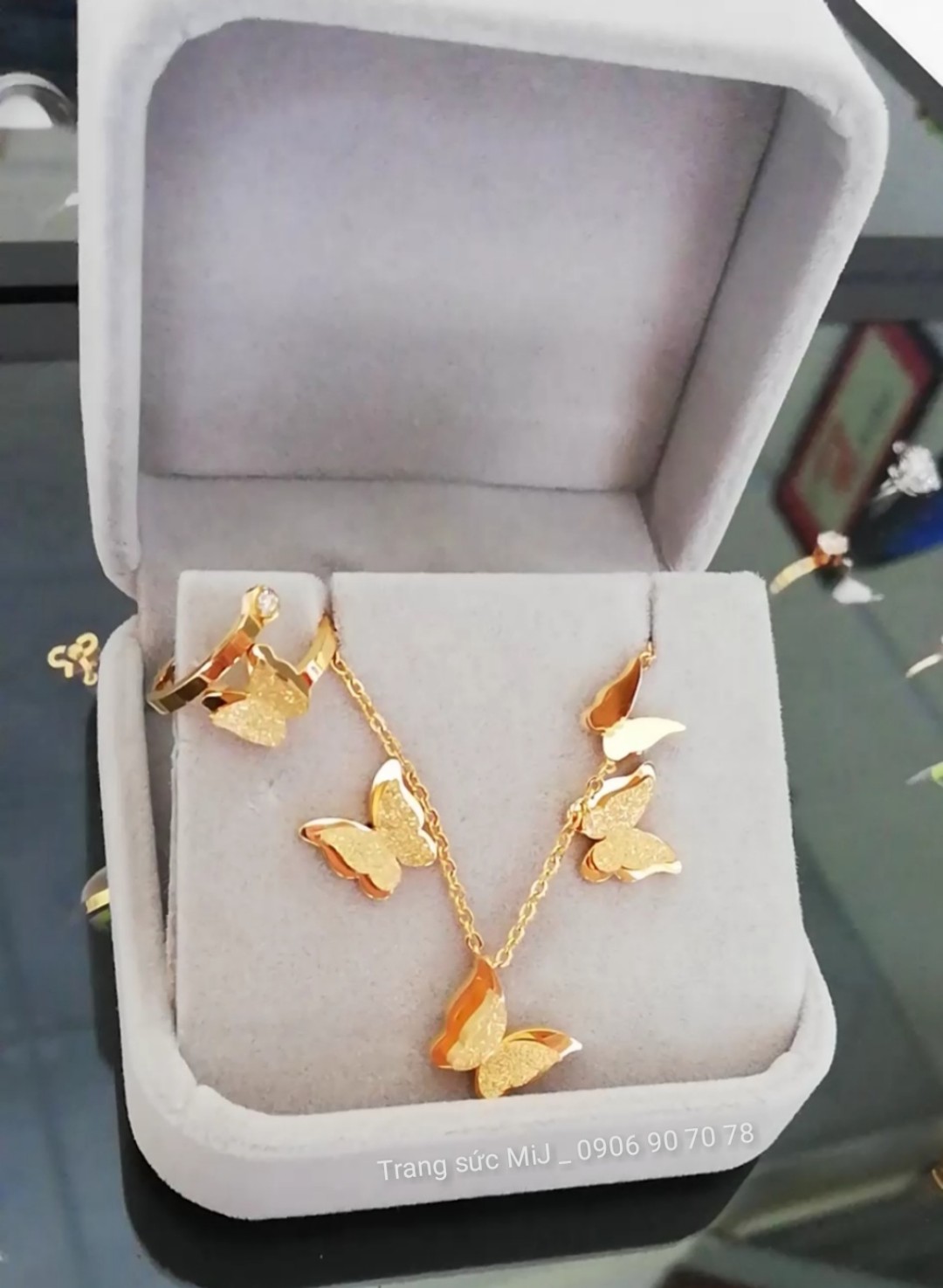 Combo Trang Sức Titan (Dây chuyền + Bông + Nhẫn)