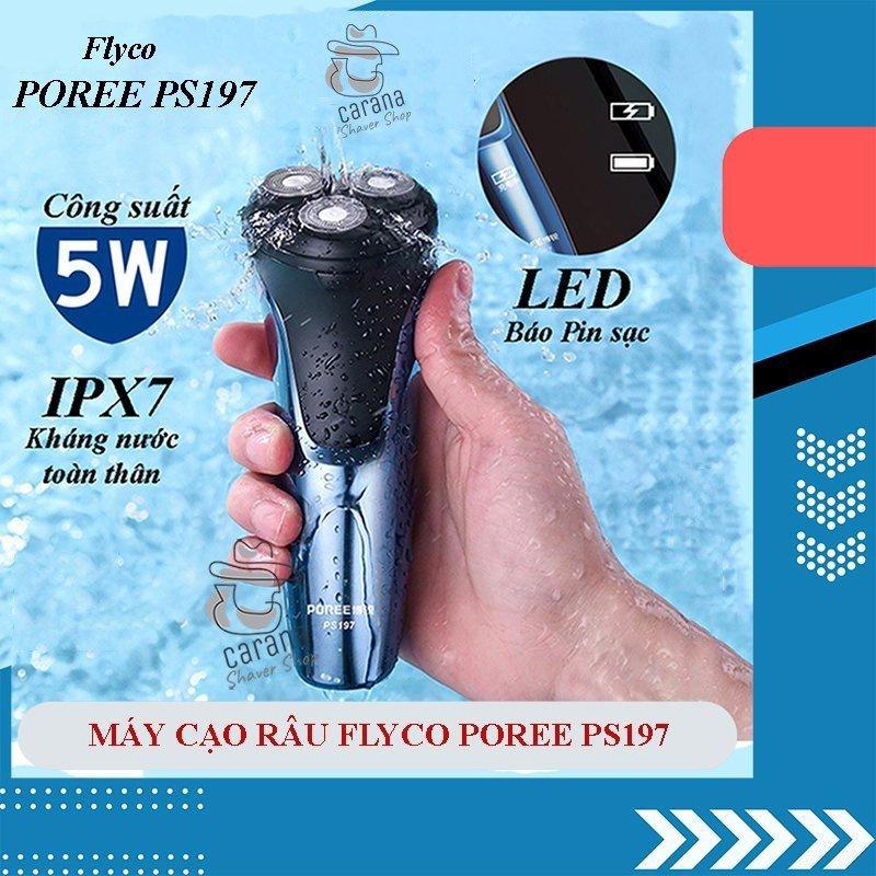 Máy cạo râu flyco poree ps197, máy cạo râu poree ps197, máy cạo lông, máy cạo râu đa năng, cạo râu điện, may cao rau