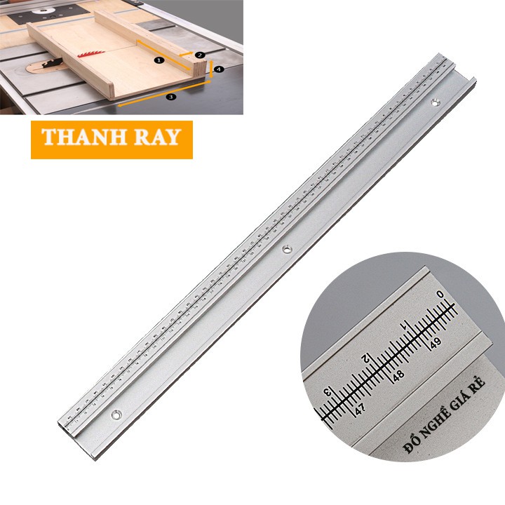 Thanh ray trượt bàn cưa bằng hợp kim nhôm có số đo 2 chiều dụng cụ đồ chế máy cưa bàn làm mộc