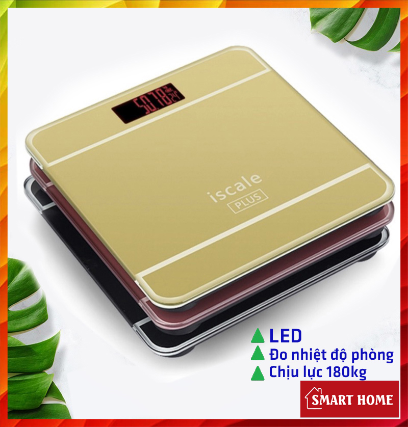 [TẶNG PIN - Cân sức khỏe điện tử kiểu dáng iphone ISCALE tải trọng 180kg, Cân điện tử mặt kính cường lực MJ-25 180kg loại dày