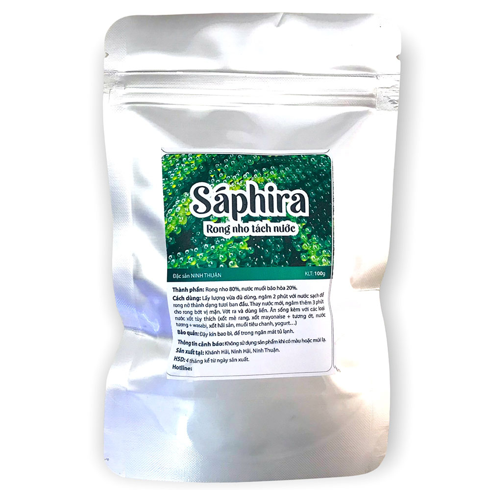 Rong nho tách nước bằng nhiệt saphira - 50g/túi - rong nho biển tươi dinh dưỡng - rong nho ninh thuận - rong nho tươi - rong nho tự nhiên - rong nho nguyên chất.