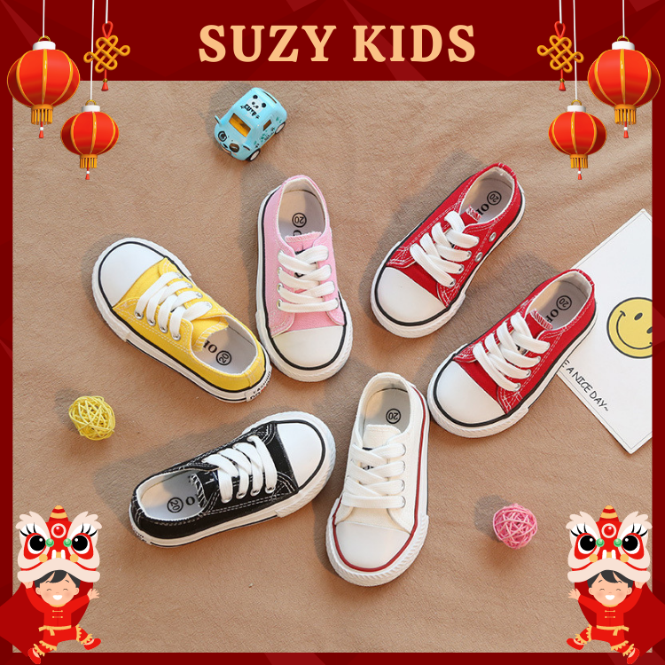 Giày Bata Đế Bệt Cột Dây Cho Bé Trai, Bé Gái Thiết Kế Đơn Giản, Đẹp Mắt, Dễ Phối Đồ Cho Bé Đi Học, Đi Chơi, Phù Hợp Cho Bé Từ 2 Đến 12 Tuổi ( Trắng, Đen)