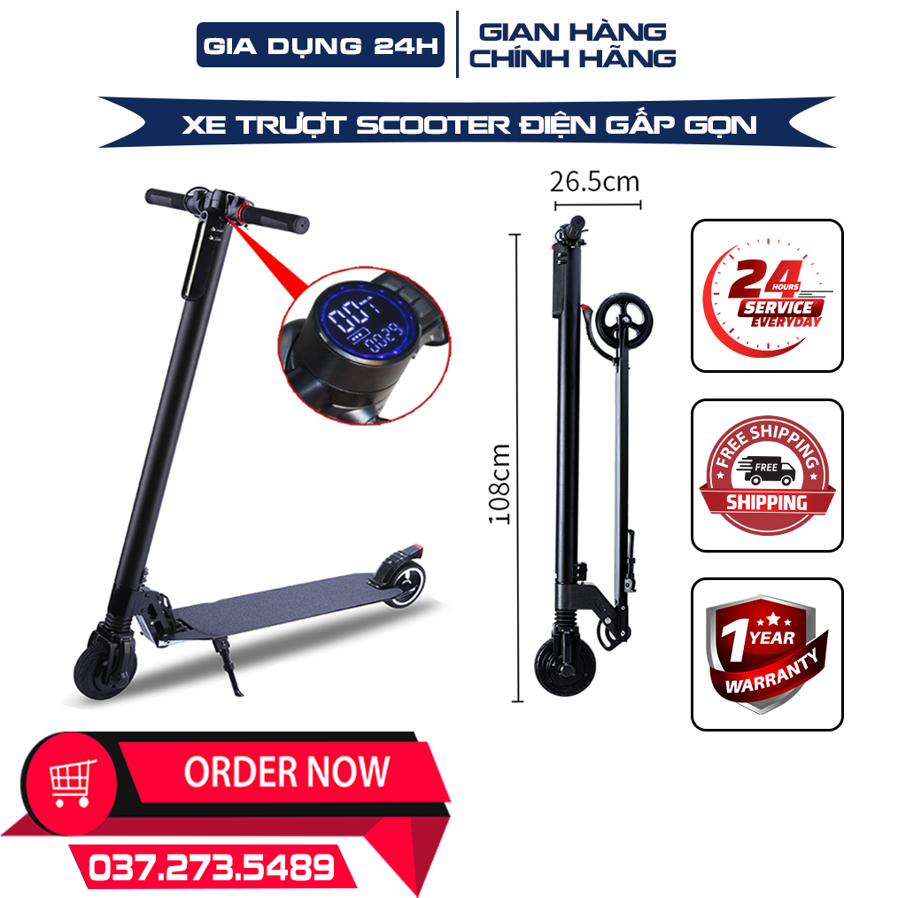 Xe trượt scooter điện cao cấp, xe scooter điện dành cho người lớn tải trọng lớn, động cơ khỏe có thể gấp gọn