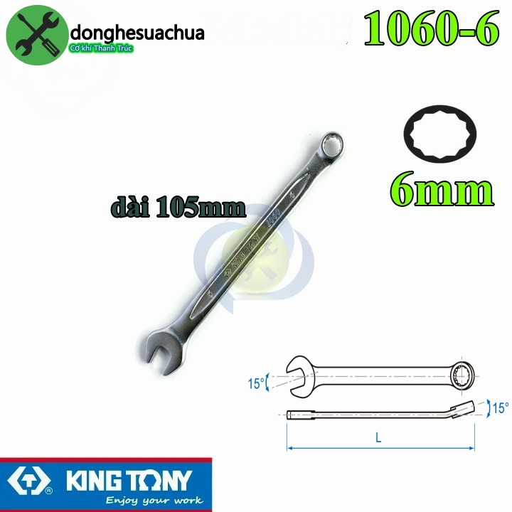Cờ lê vòng miệng 6mm kingtony 1060-06 dài 105mm