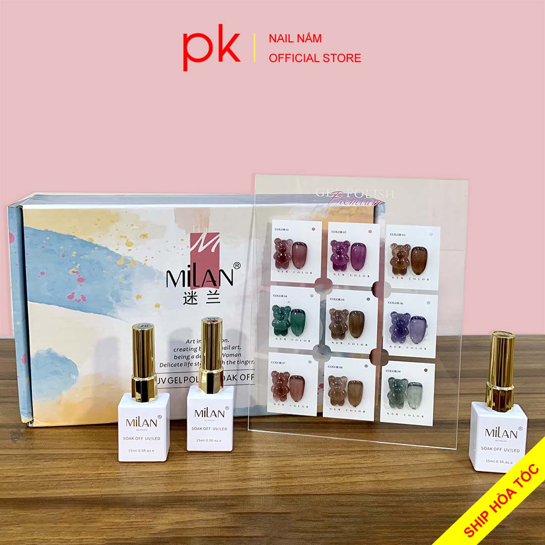 Set sơn gel thạch 9 màu Số 6 MiLan tặng kèm bảng màu