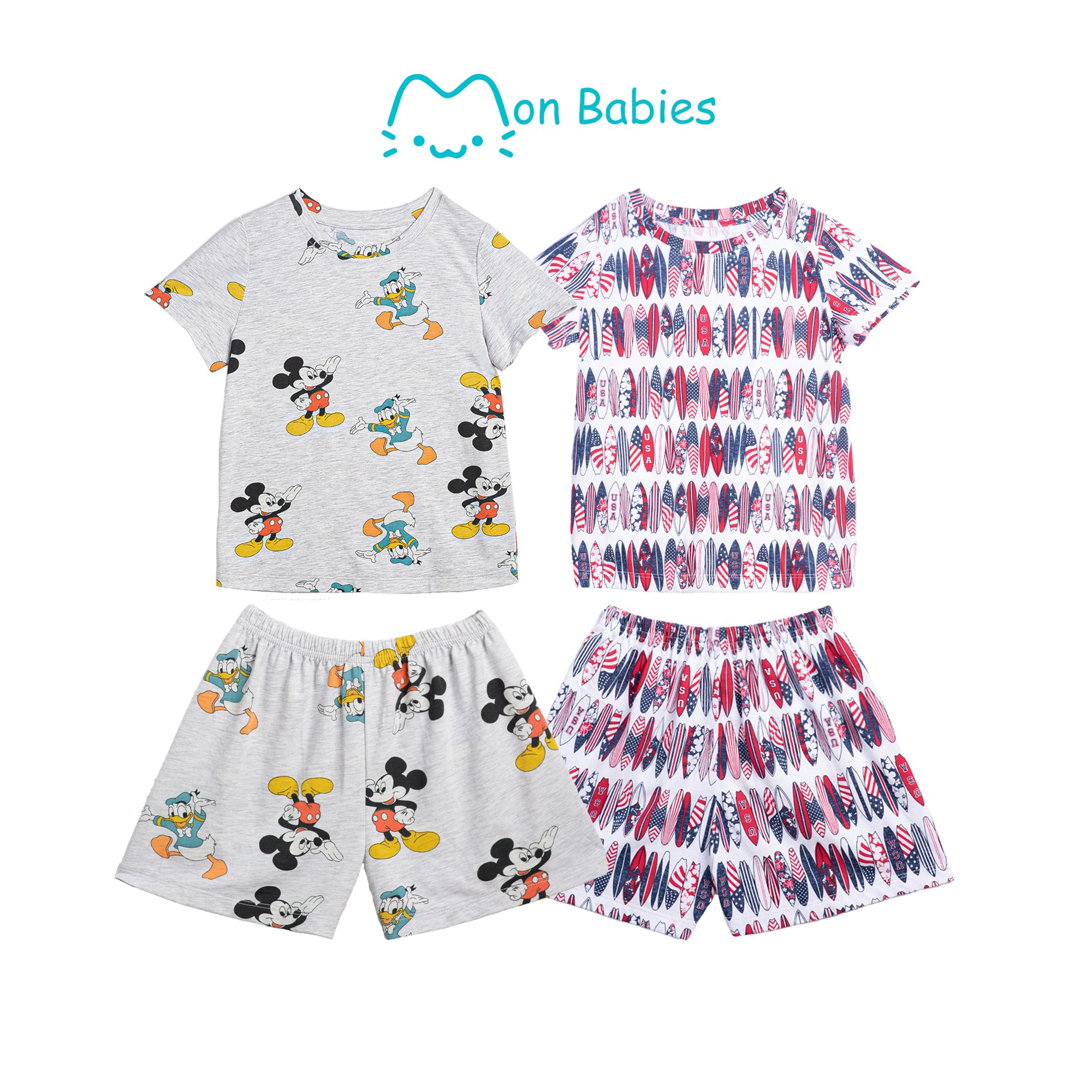 Bộ đồ ngắn tay cotton cho bé từ 2 -6 tuổi phù hợp mặc mùa hè