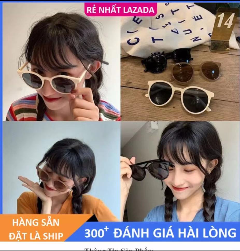 Kính mát thời trang nam nữ gọng tròn mắt mèo phong cách Hàn Quốc bảo vệ mắt chống tia UV đạt tiêu chuẩn ANSI của Hoa Kì - Kính râm Unisex 4 Young Store 001