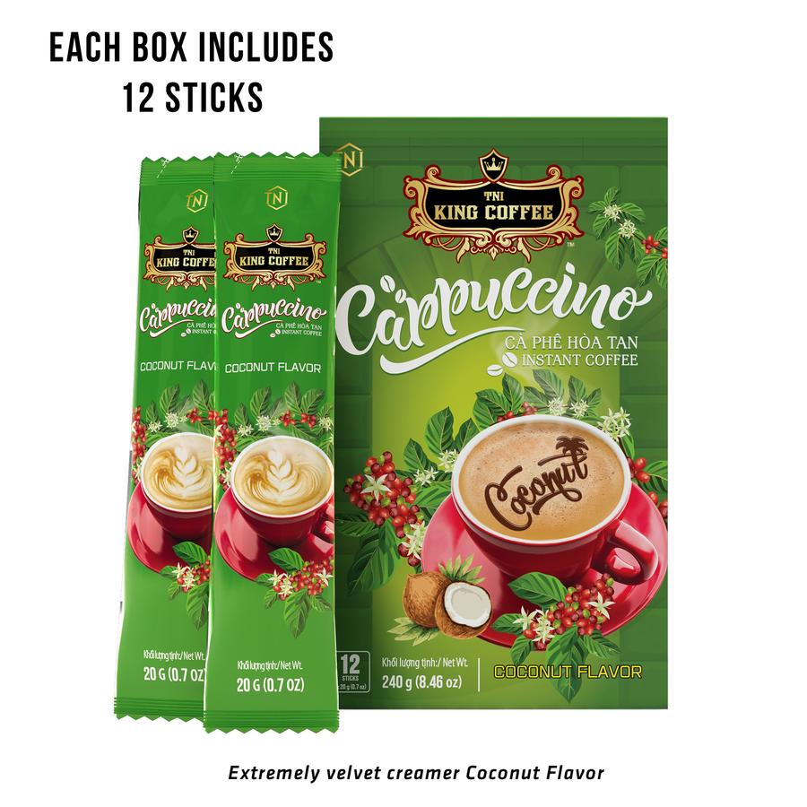 Cà Phê Hòa Tan Cappuccino Hương Dừa KING COFFEE - Hộp 12 gói x 20g