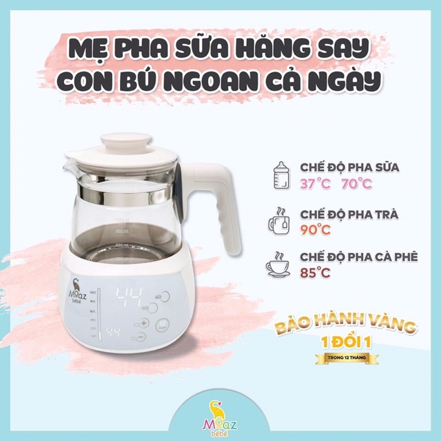 [ Mẹ và Bé ] Bình Đun Nước Thông Minh Cao Cấp, Máy Hâm Pha Sữa Đa Chức Năng Giá Rẻ, Bình Đun Nước Moaz Bébé MB-002, Màn Hình Cảm Ứng Hiện Đại, Giữ Ấm 24h, Khử Clo Thông Minh, An Toàn,Tiện Lợi, BH 12 TH
