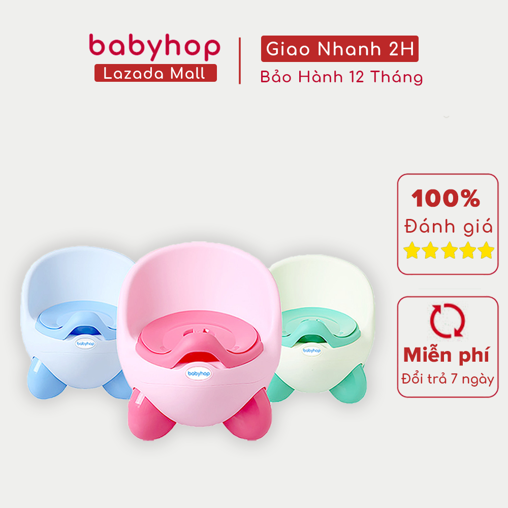 Bô cho bé kiukiu Babyhop phù hợp với trẻ em 6 tháng đến 5 tuổi tập cho bé cách đi vệ sinh độc lập thiết kế chống trơn trượt có chỗ dựa và khay màu patel Hàn Quốc - Bô vệ sinh trẻ em
