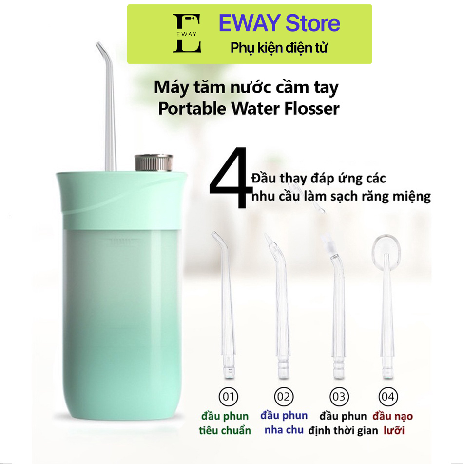 Máy tăm nước cầm tay Portable Water Flosser công nghệ Đức 3 chế độ làm sạch chuyên sâu, có thể gấp gọn tiện lợi