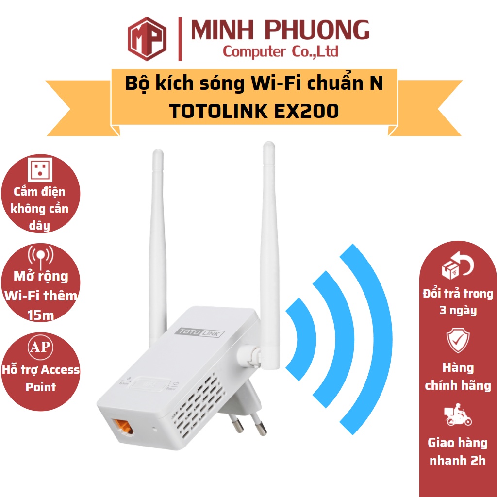 Bộ kích sóng Wifi TOTOLINK EX200 - Hàng chính hãng