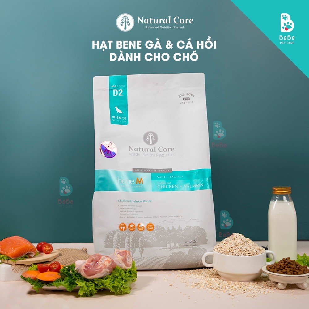 Hạt hữu cơ natural core bene thịt gà x cá hồi m50 cho chó mọi lứa tuổi