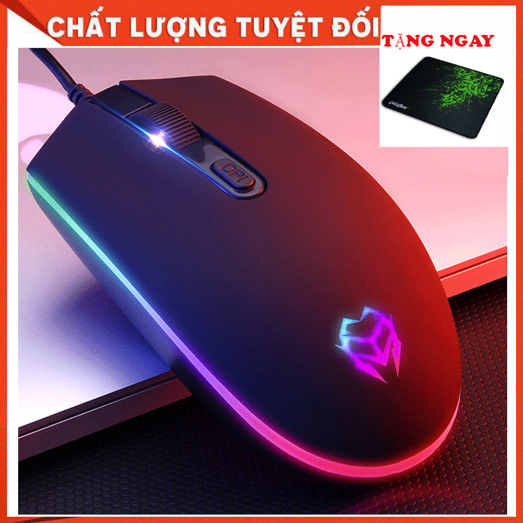Chuột máy tính có dây siêu bền v17 có đèn led , Tặng lót chuột
