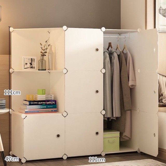 [GIÁ SỐC ] TỦ NHỰA LẮP GHÉP 9 Ô GỒM 2 KỆ GÓC ĐỂ ĐỒ. Tặng 1 treo quần áo sâu 47cm