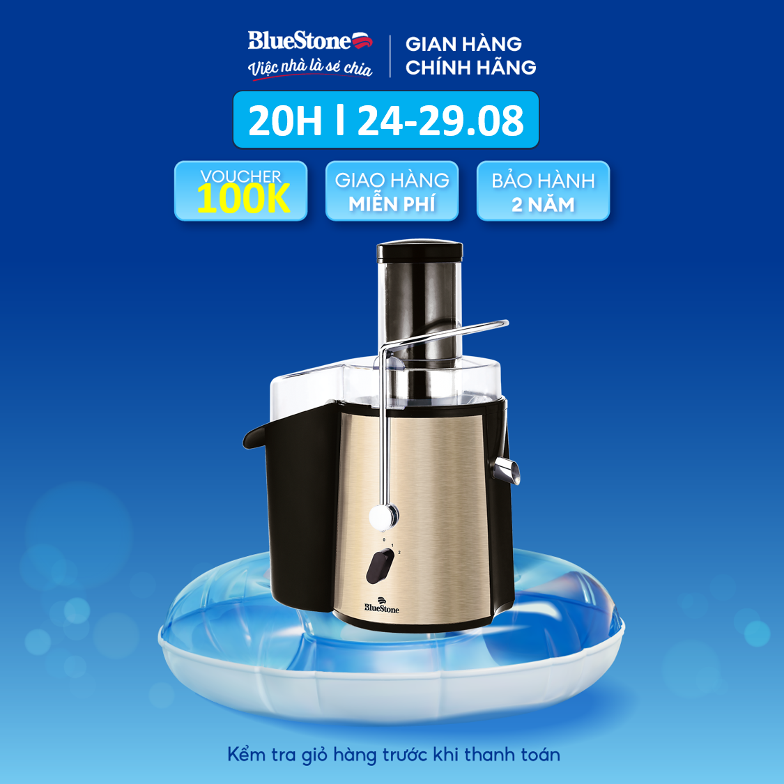 Máy Ép Trái Cây Đa Năng BlueStone JEB-6545 - (850W) - 2 tốc độ ép - Bộ lọc bằng thép không gỉ 304 - Vỏ kim loại - Bảo hành 2 năm - Hàng chính hãng