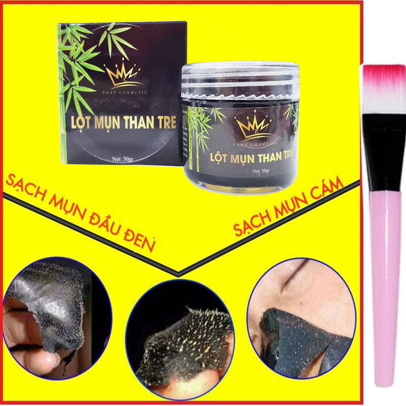 Gel Mặt nạ lột mụn đầu đen, mụn cám than tre hoạt tính giúp thải độc an toàn cho da nhạy cảm tặng cọ quét