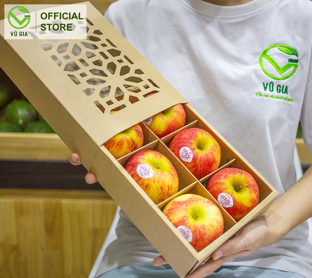 [ HỘP QUÀ BIẾU ]  VG FARM Hộp Quà Tặng 6 Táo Envy Size 100 (1KG Táo Envy Size 100)