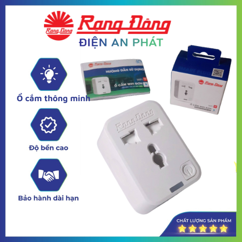 Ổ cắm thông minh wifi 16a - ổ cắm wifi rạng đông 3500w - chức năng hẹn giờ, điều khiển từ xa - bảo hành 1 năm