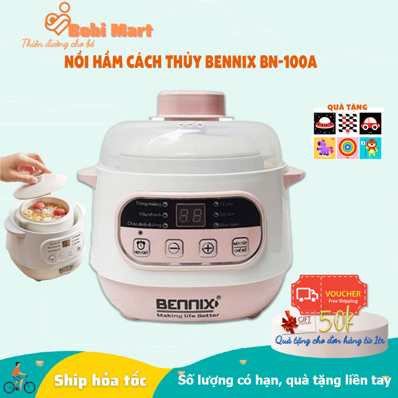 Nồi hầm cách thủy Bennix BN-100A, Nồi hầm chậm hầm nhanh, Nấu cháo cho bé, Bảo hành 12 tháng