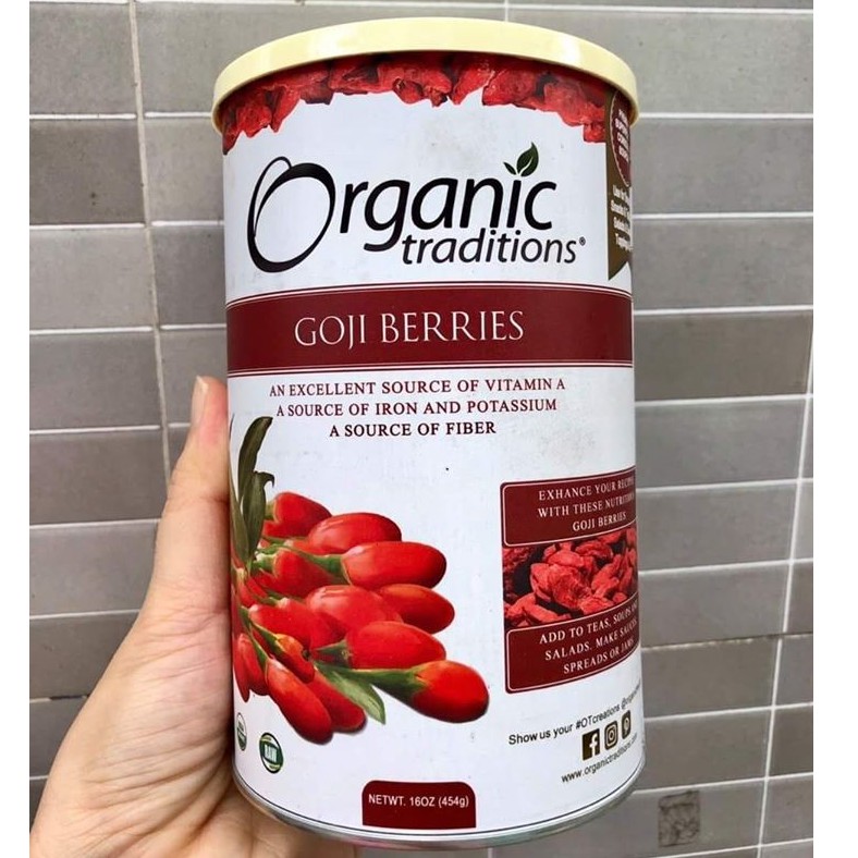 Kỷ tử sấy khô organic traditions mỹ 454g