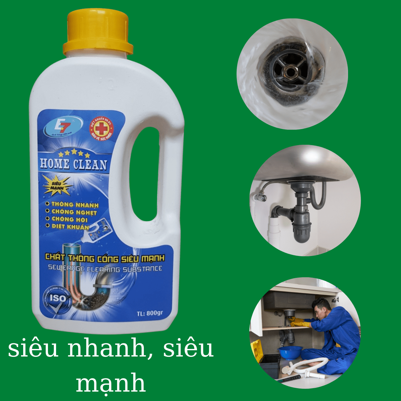 Chất thông tắc cống Siêu nhanh siêu mạnh 700g - Chất thông tắc Cống siêu mạnh chỉ 10 phút