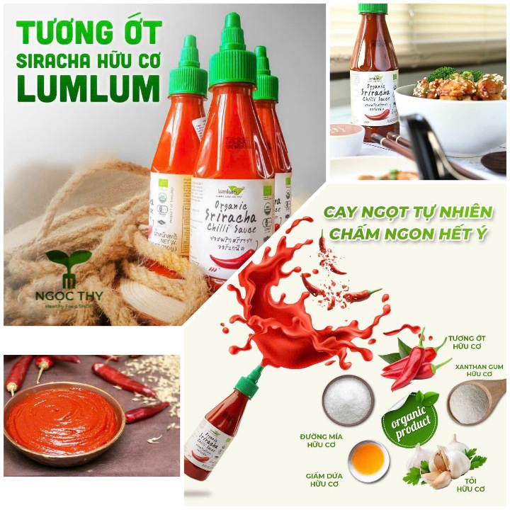 Tương ớt Sriracha hữu cơ ít calo Lumlum Thái Lanphù hợp ăn kiêng 250gr
