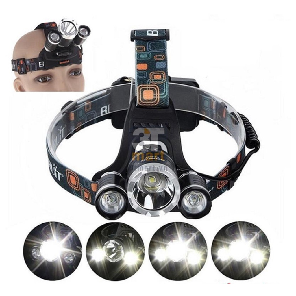 Đèn pin đội đầu 3 bóng, Đèn đeo đầu 3 bóng Công nghệ LED. Đèn Pin 3 Bóng Đeo Trán Siêu Sáng, Đèn đeo đầu 3 bóng Công nghệ LED XML Cree T6 Cực HOT hiện nay.