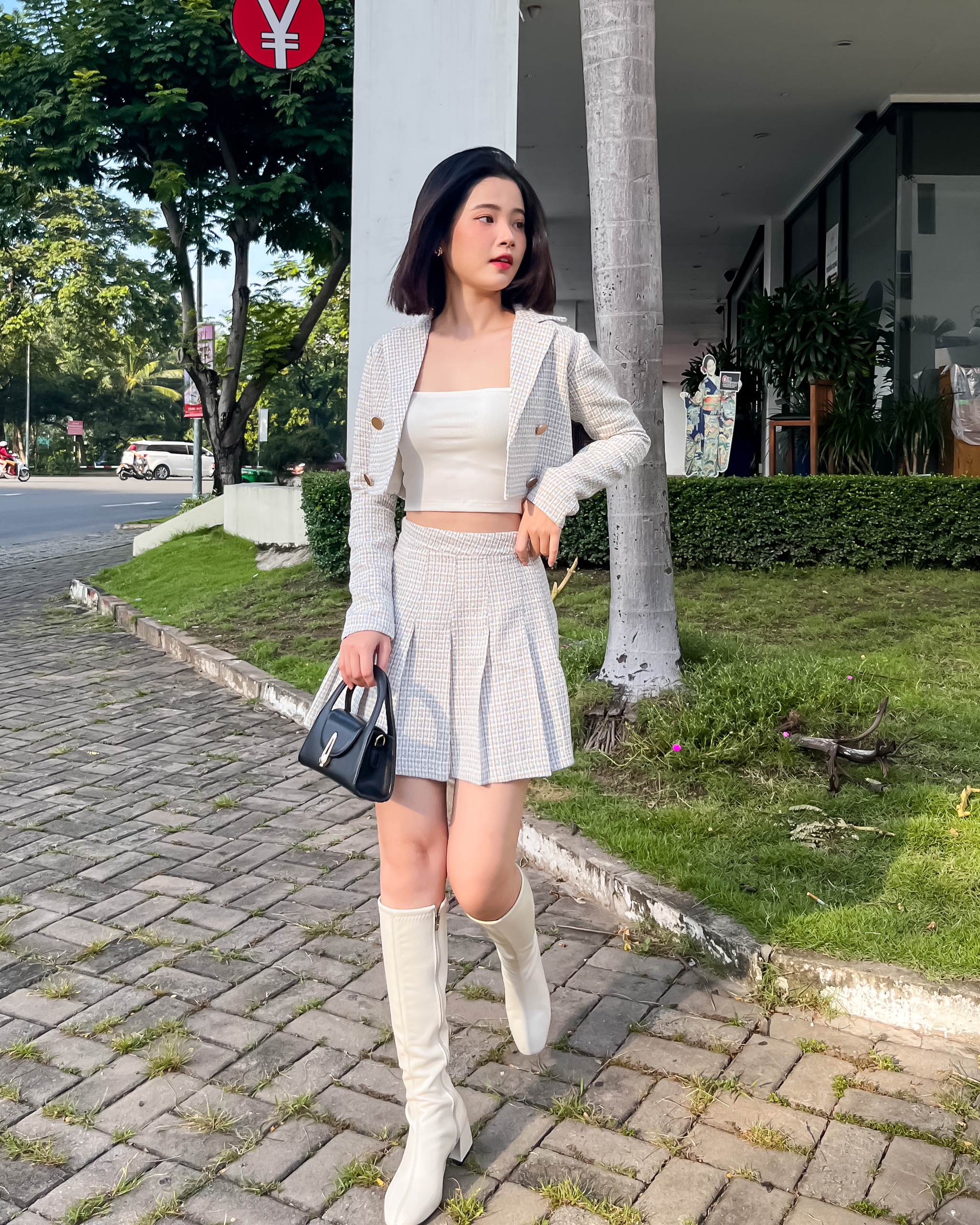 Set bộ tweed áo kiểu chân váy tennis the c.i.u - candy set
