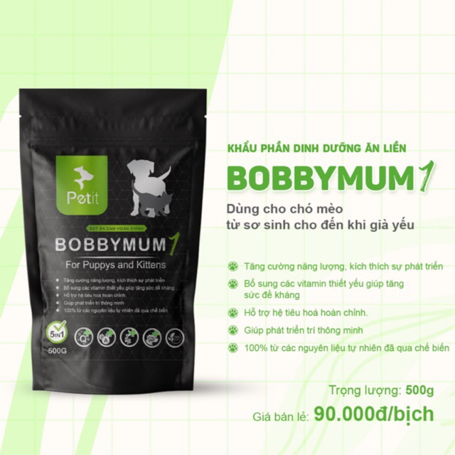 Bột Ăn Dặm Thức Ăn Cho Chó Con BOBBYMUM1 Cho Chó Mèo Sơ Sinh