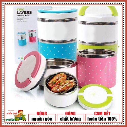 Hợp cơm lúa mạch 3 tầng ruột inox 2 lớp vỏ ngoài nhựa pp.