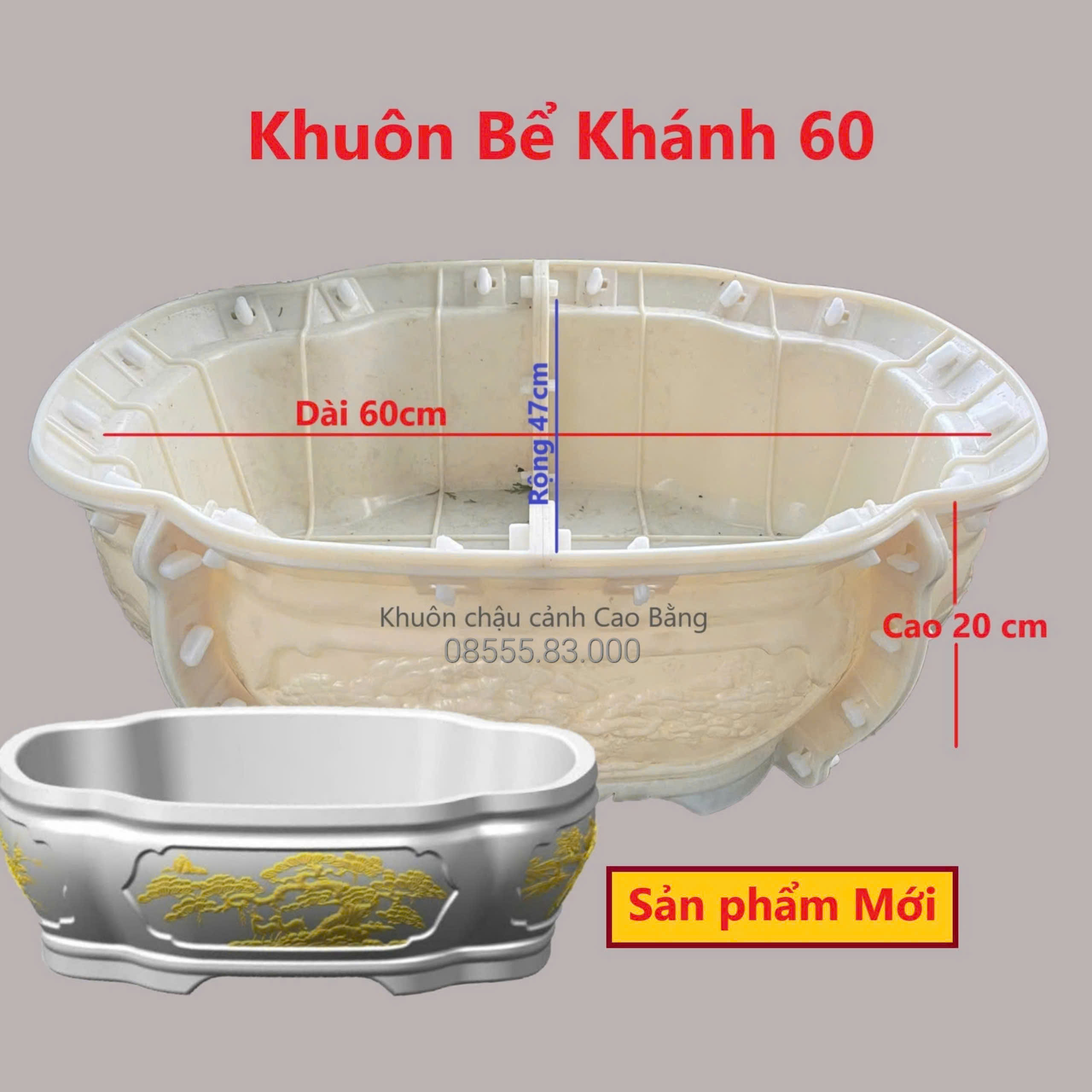 Khuôn đúc chậu cảnh Bonsai Ovan 60