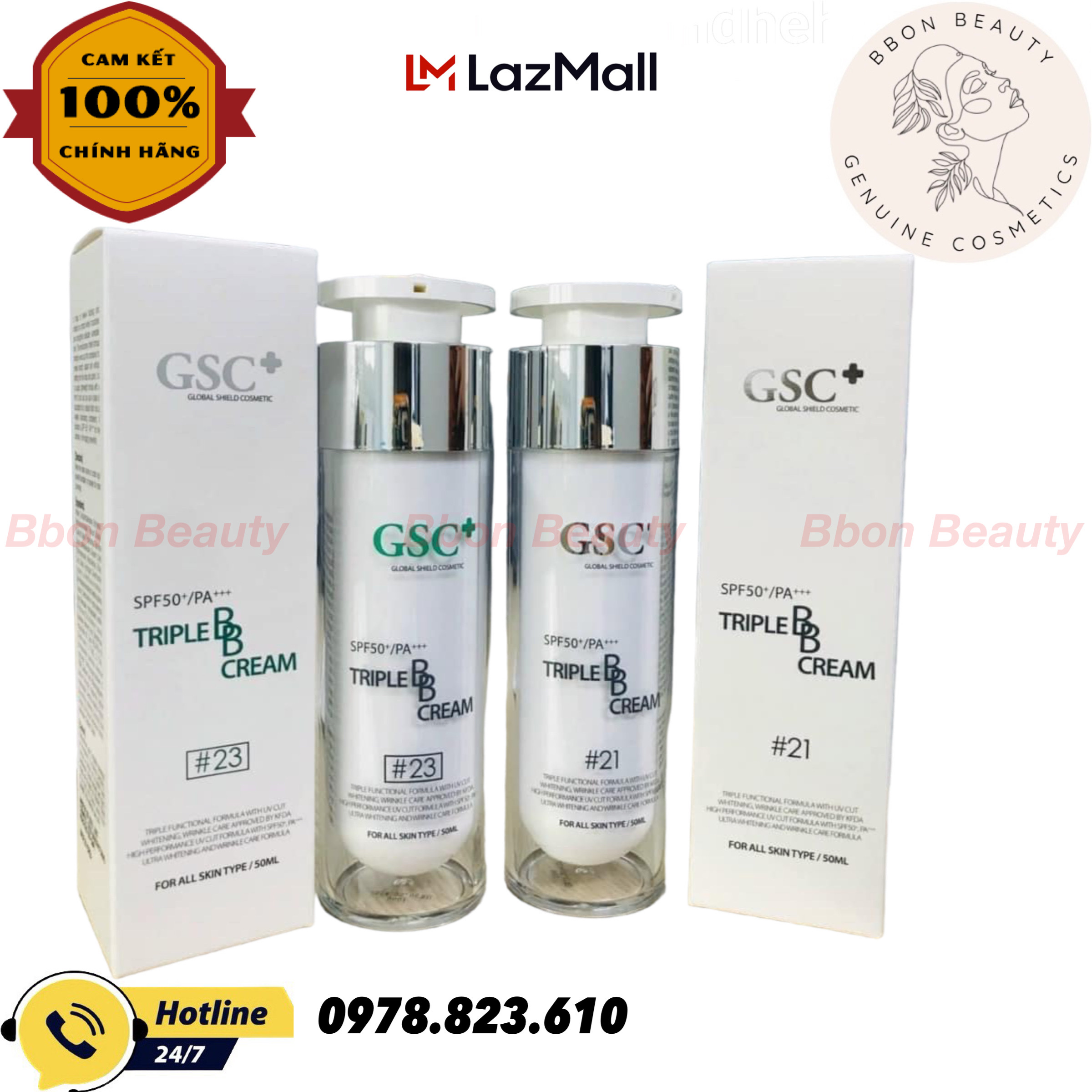 Kem chống nắng,kem nền đa năng GSC Triple BB Cream 50ml - BBon Beauty Chính hãng