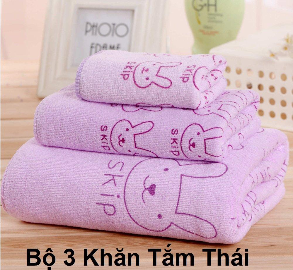 Bộ 3 Khăn Khăn Tắm, Khăn Gội, Khăn Mặt , Khăn Tắm Thái, Set Khan Tam Da Nang Sét khăn 1m dệt bằng sợi microfiber cực mềm để  không làm hại da Siêu thấm hút và cự kỳ nhanh khô Bảo Hành 1 Đổi 1 TRong 12  Tháng
