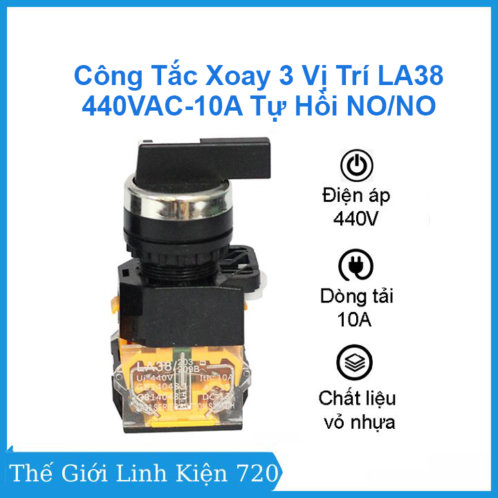 Công tắc xoay 3 vị trí la38 440v-10a tự hồi