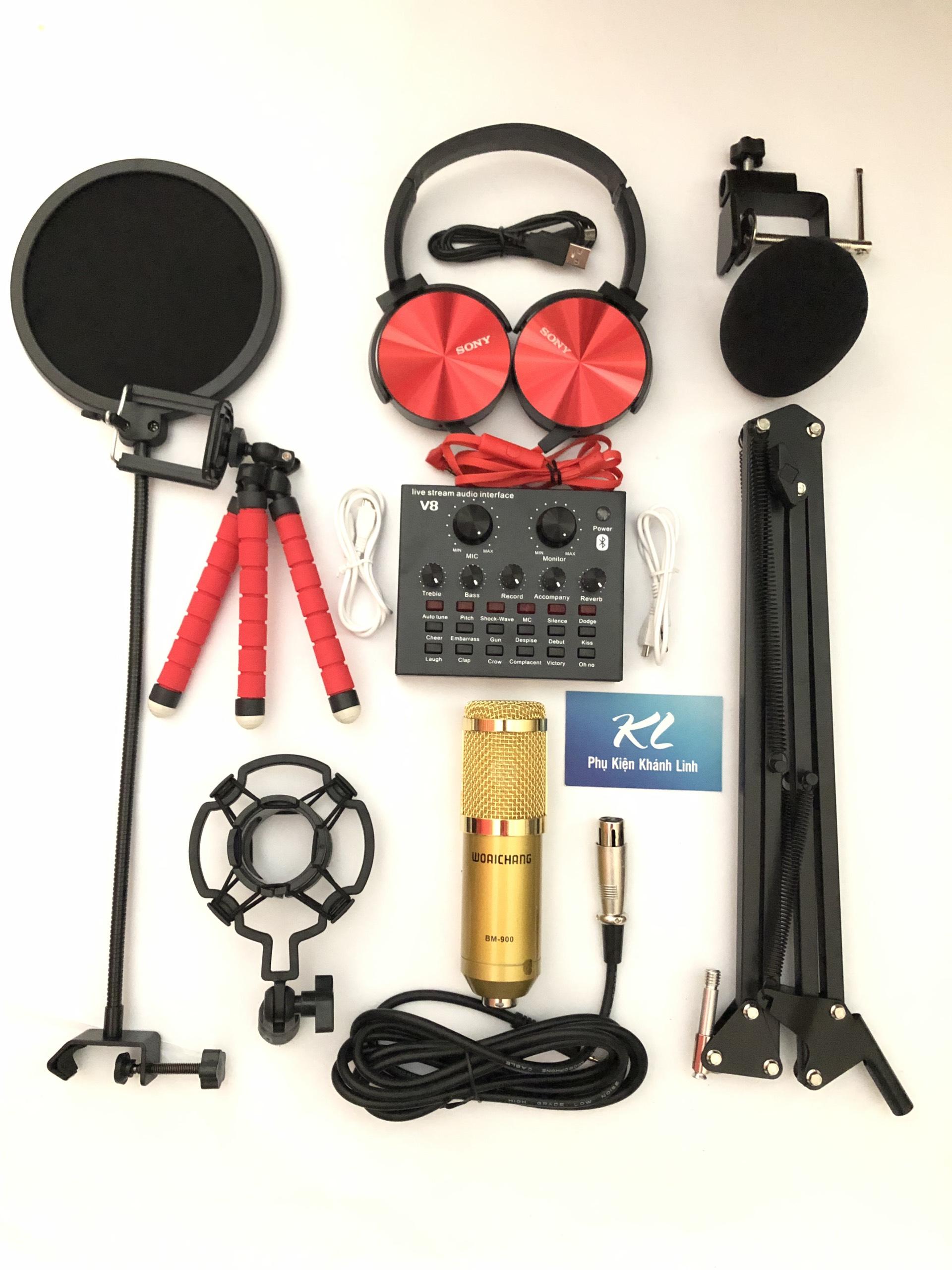 [HCM][MẪU MỚI 2020] Trọn Bộ Thu Âm Cao Cấp Bộ Mic Thu Âm Livestream Mic Thu Âm Micro Bm 900 Đầy Đủ Phụ Kiện Kẹp Bàn Màng Lọc Âm [Tặng Tai Phone Ốp]