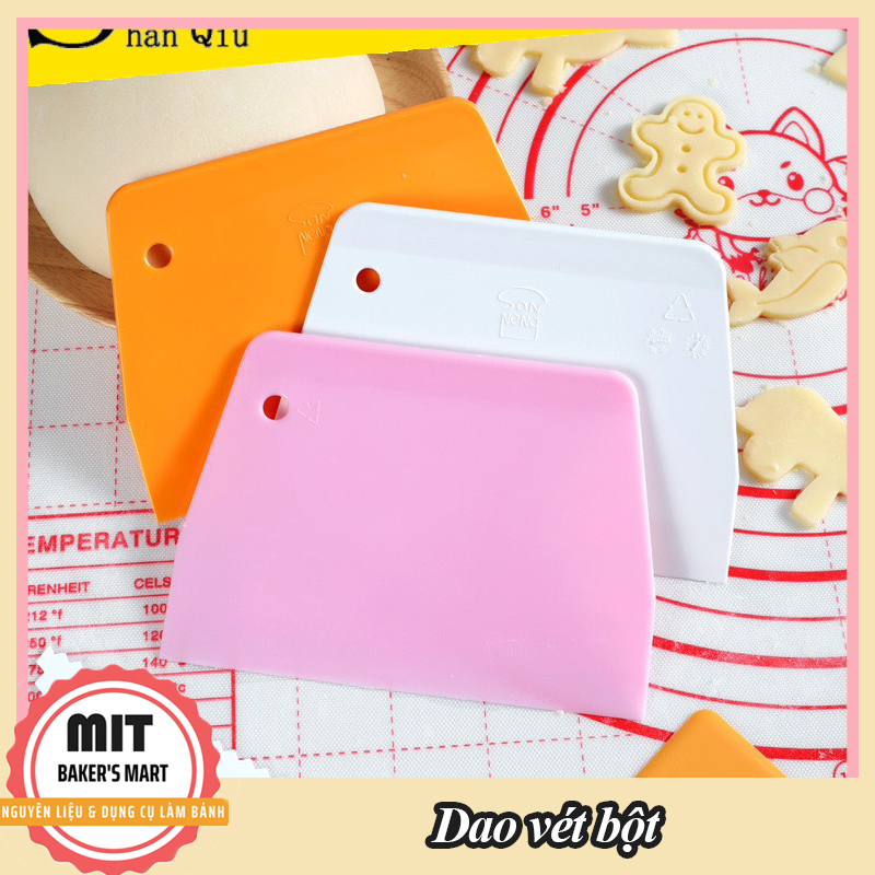 Dao cắt bột, chia bột, miếng nhựa vét bột làm bánh chuyên dụng