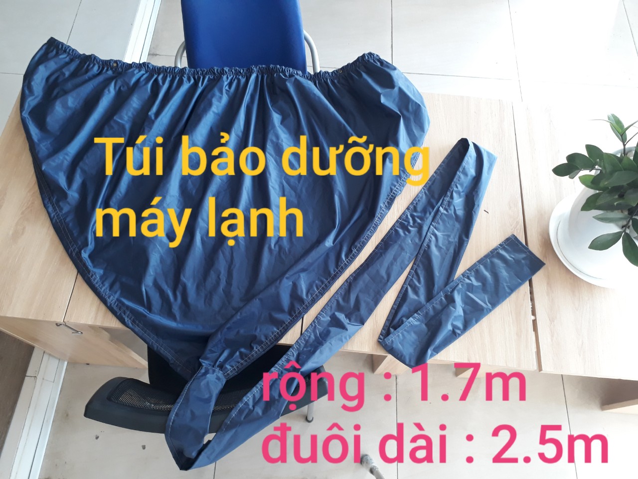 Áo trùm vệ sinh điều hòa (MH09) loại 1.7m có đuôi (Dùng cho máy treo tường) Áo trùm vệ sinh máy điều hòa có miệng áo có thun co dãn