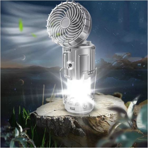 Đèn năng lượng mặt trời kèm quạt gsh-9299 cầm tay sử dụng pin lithium tiện dụng