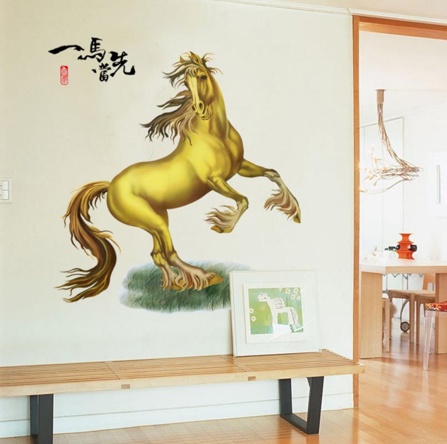 Decal dán tường ngựa vàng 3d - ay9263-69