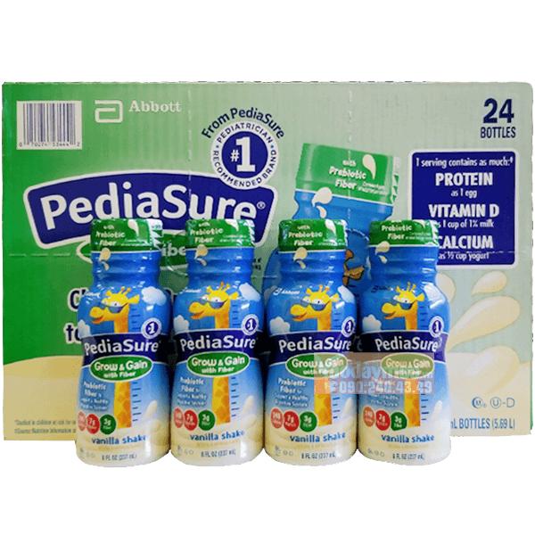 Thùng 24 Chai Sữa PediaSure Nước Grow & Gain With Fiber xanh lá của Mỹ