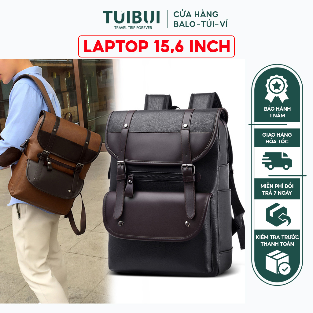 Balo Da Cao Cấp Nam Nữ Unisex Túi Bụi Phong Cách đi học, du lịch chất liệu da PU cao cấp, có ngăn để máy tính, laptop.