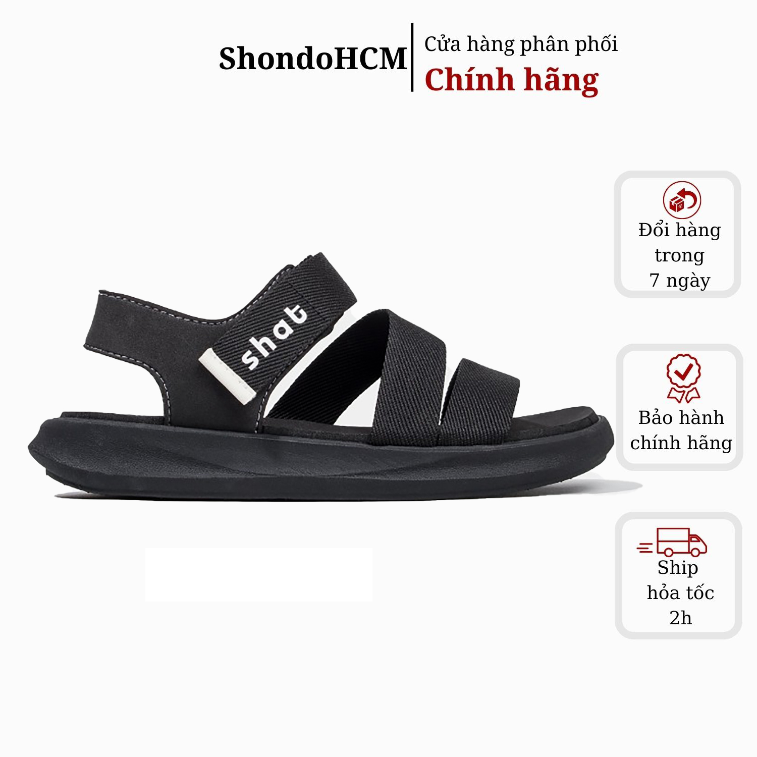 Giày sandals unisex thời trang shat s2 full đen s2m1010