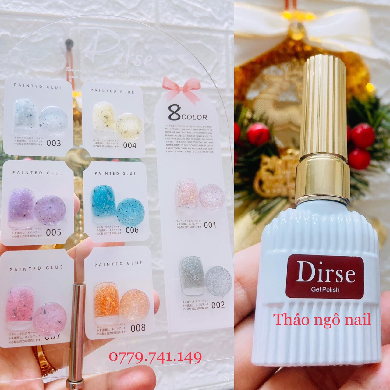 Set gel nhũ cát 8 màu Dirse siêu đẹp dành cho Nail