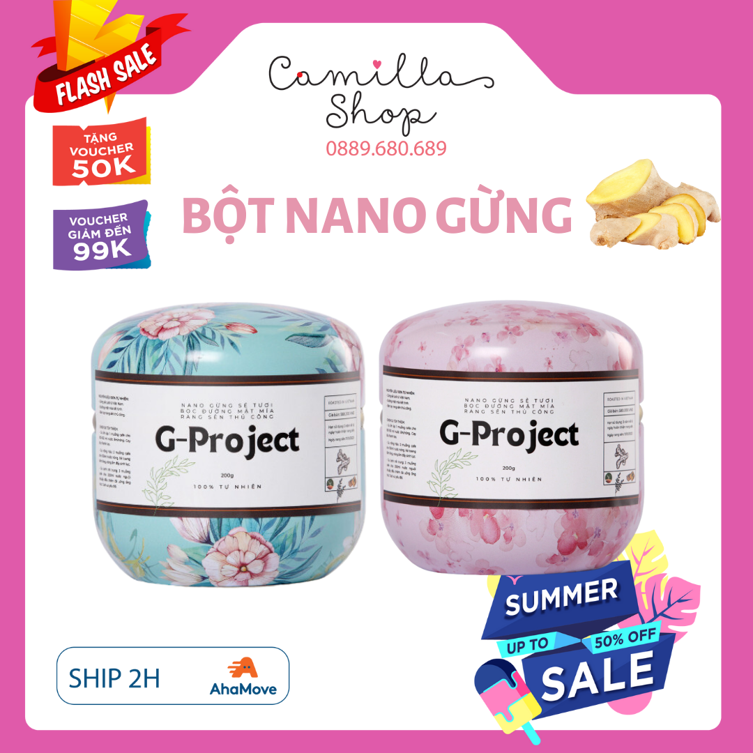 Bột nano gừng sẻ tươi bọc đường mật mía chống oxy hoá G Project