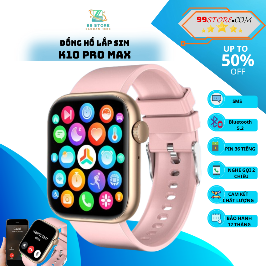 [ BẢN LẮP SIM ] Đồng Hồ Thông Minh SMART WATCH SERIES 6 K10 P C500, Bluetooth Lắp Sim Nghe Gọi 2 Chiều Nam Nữ Chống Nước IP68 Đồng HồTiếng Việt 100% Thay Được Hình NềnTheo Dõi Sức KhỏeLắp Thẻ Nhớ Nghe Nhạc