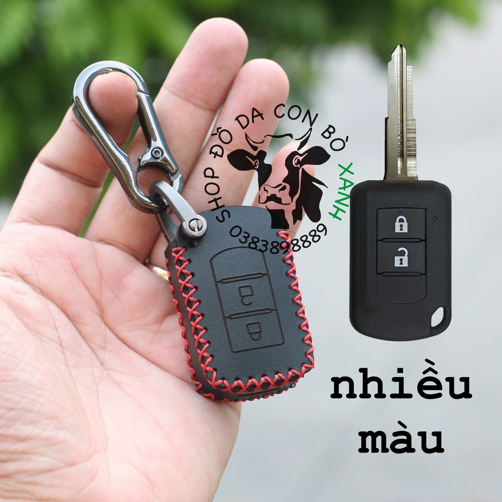 Bao Da Chìa Khoá Mitsubishi Xpander, Triton, Attrage, Mirage, Lancer (chìa cơ) handmade Da Thật 002