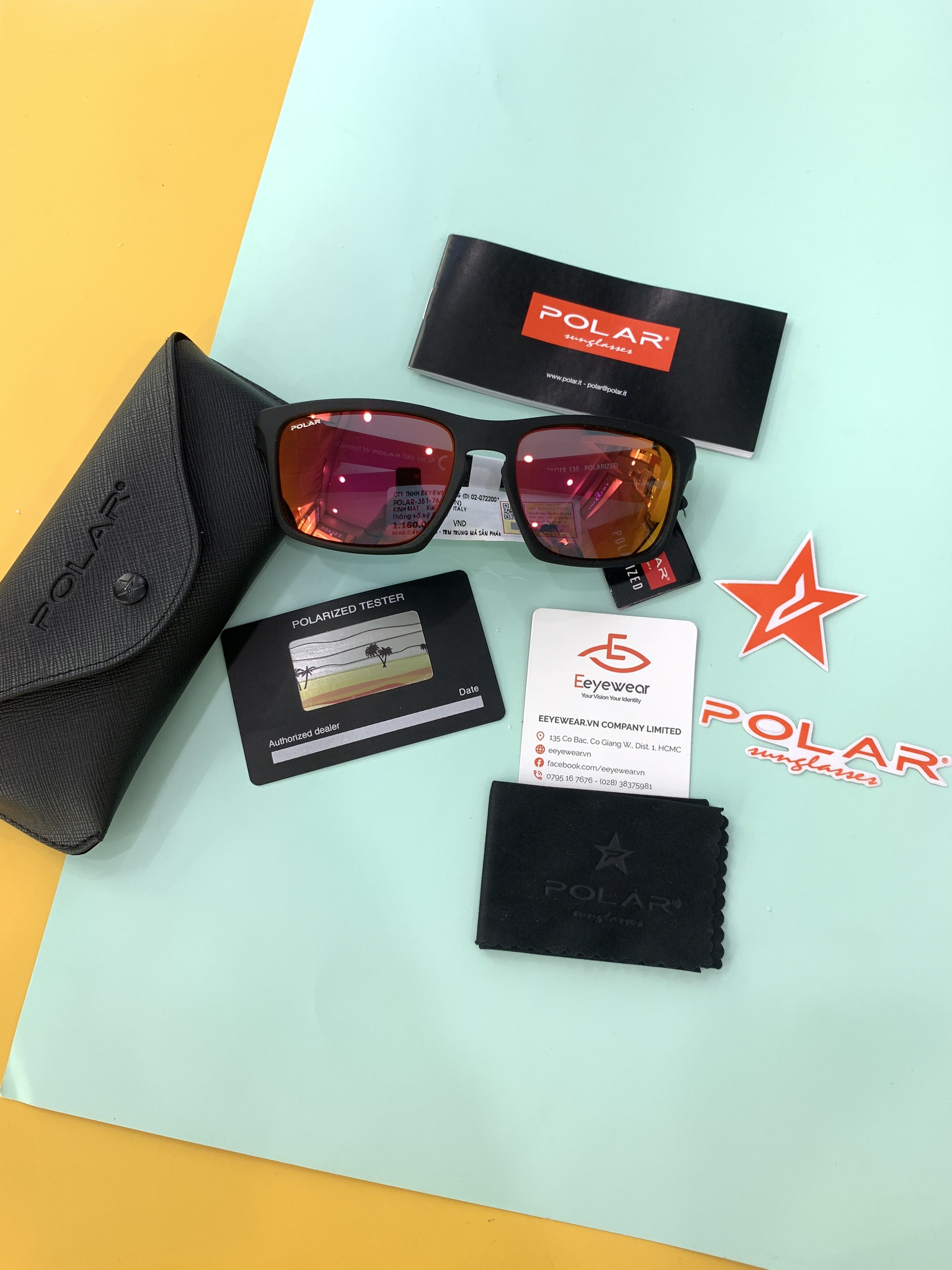 Kính mát polar-351 màu đỏ cam
